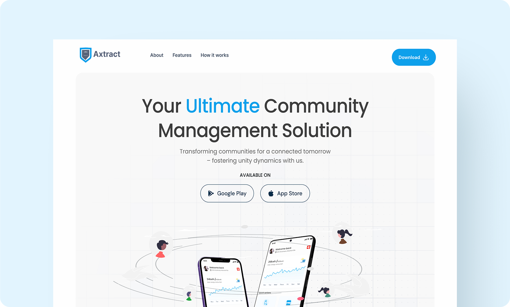 Axtract product website interface